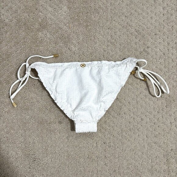 NEW Vix Ripple Scales Side Tie Cheeky Bikini Bottoms in Off White Women’s Small - Picture 8 of 10